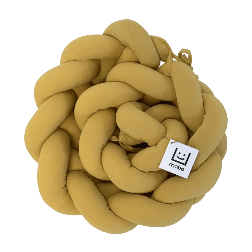 Trenza Protector de Cuna Algodón Mostaza 180cm - Seguridad y Suavidad para Tu Bebé - MINIPIU