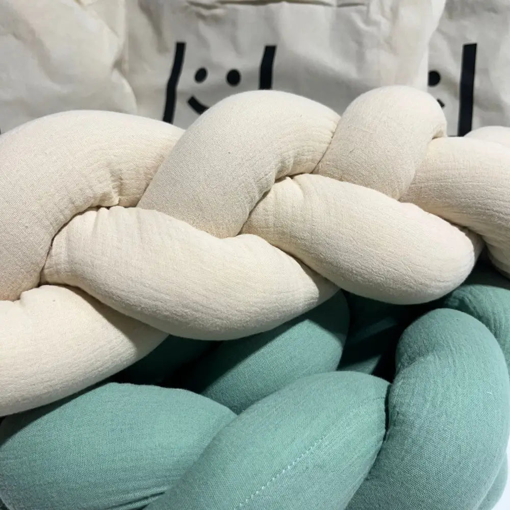 Trenza Protector de Cama 210cm BEIGE Muselina - MINIPIU