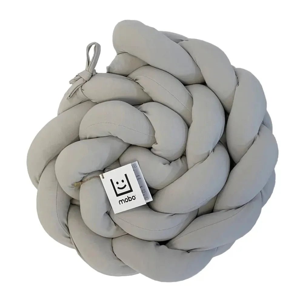 Trenza Cuna Gris Algodón 210cm - Protector de Cuna Suave y Seguro - MINIPIU