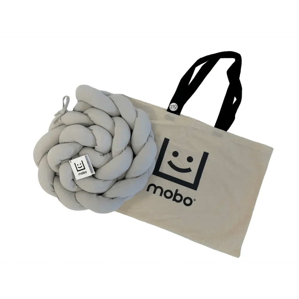 Trenza Cuna Gris Algodón 210cm - Protector de Cuna Suave y Seguro - MINIPIU