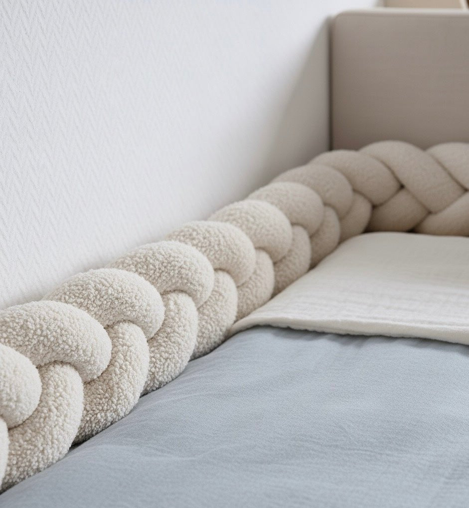 Trenza Protectora de Cuna y cama 200cm BOUCLE BLANCO - MINIPIU