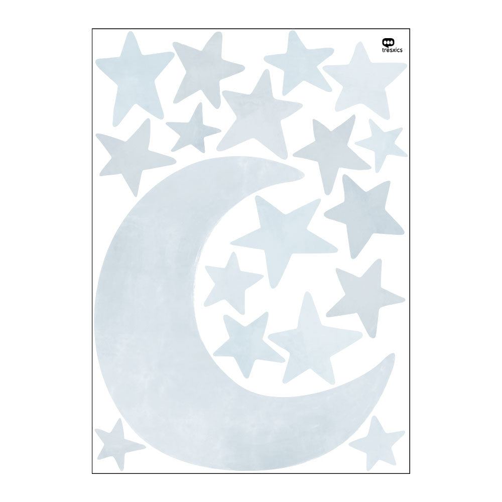 Mond und Sterne Aquarellsticker