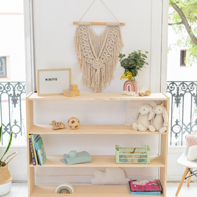 Estantería montessori de madera maciza de 4 estantes - MINIPIU