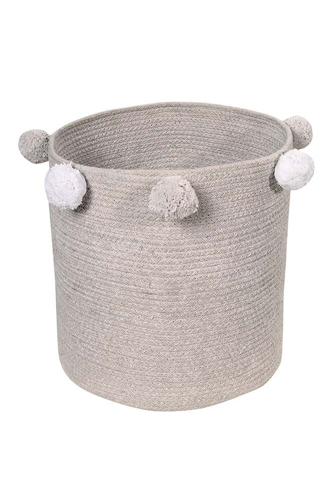Storage basket with pompoms