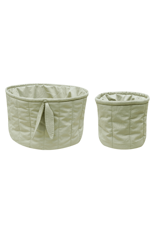Set of two padded bamboo baskets Olive 