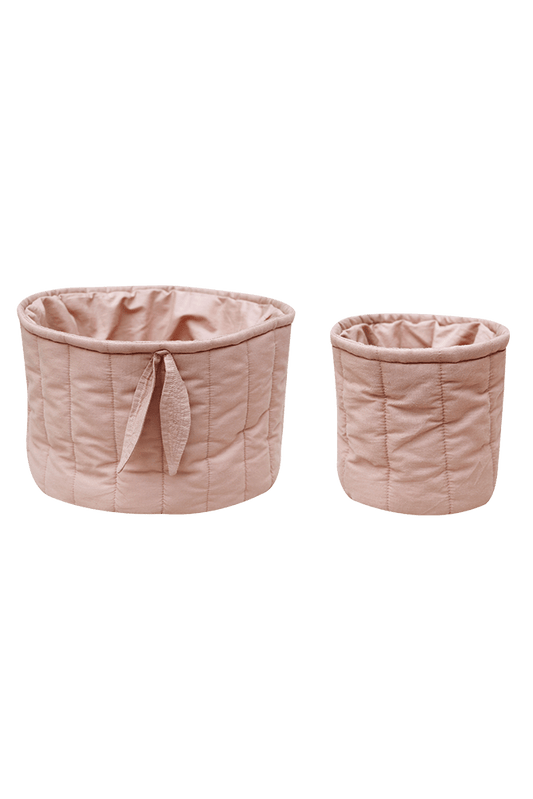 Set of two padded bamboo baskets Dusty pink